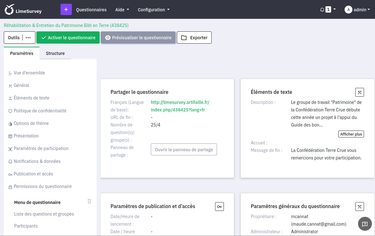 Limesurvey screenshot